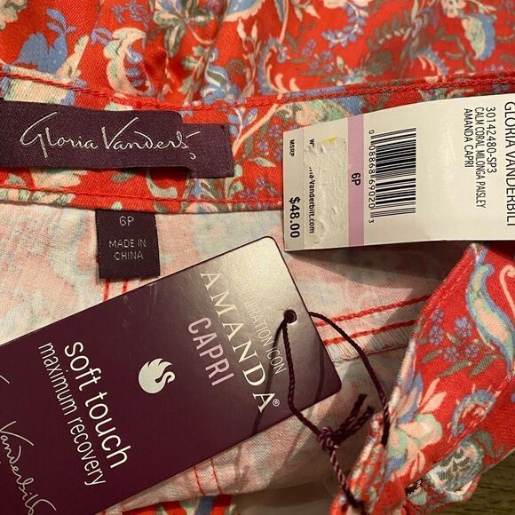 GLORIA VANDERBILT Amanda Capri - Calm Coral Milonga Paisley - Picture 8 of 10